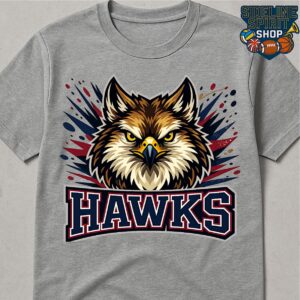 Hawks Fierce Mascot Tee – Navy & Red School Spirit Shirt