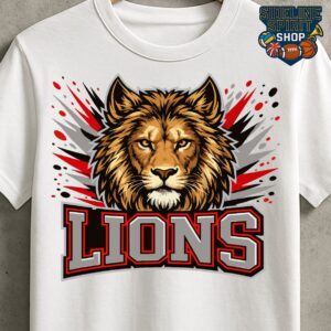 Lions Fierce Mascot Tee – Red & Black School Spirit Shirt