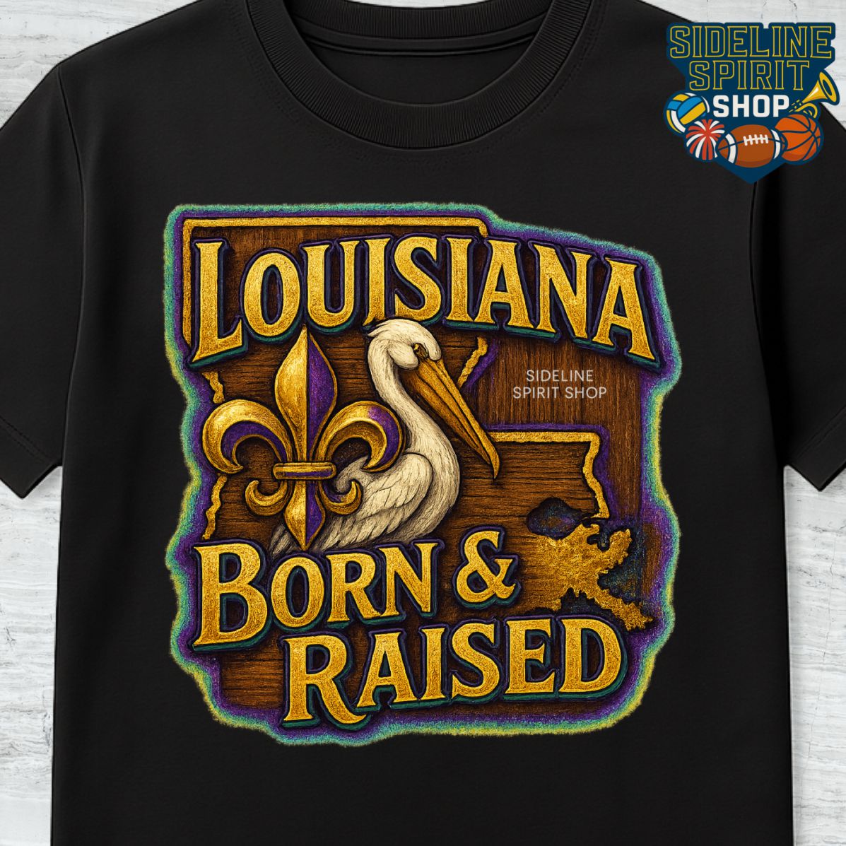 Louisiana Born & Raised Tee – Pelican & Fleur-de-Lis State Pride Shirt - Image 2