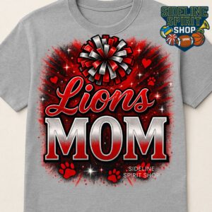 Lions Mom Cheer Tee – Pom Pom Game Day Spirit Shirt