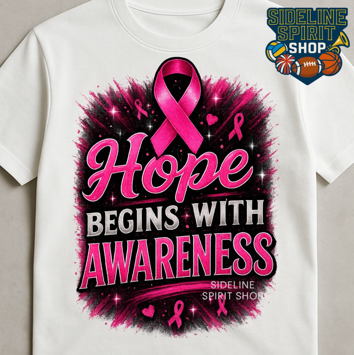 Hope Begins With Awareness Pink Ribbon Tee – Breast Cancer Awareness Shirt