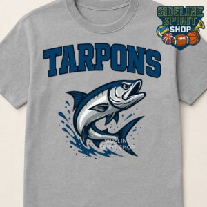 Tarpons Jumping Mascot Tee – Blue & Silver School Spirit Shirt