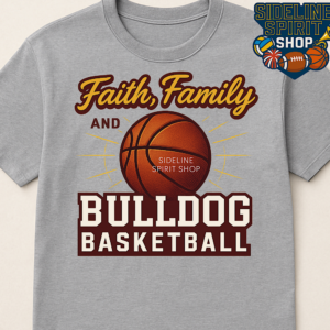 Faith, Family and Bulldog Basketball Tee – Game Day Spirit Shirt